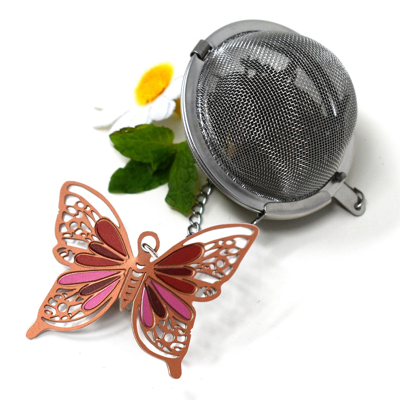 Norpro Mesh Tea Infuser With Butterfly Charm, 2-inch, Stainless Steel In Silver