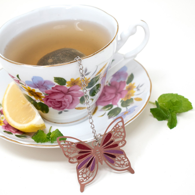 Norpro Mesh Tea Infuser With Butterfly Charm, 2-inch, Stainless Steel In Silver