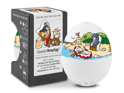 Brainstream Coastal Beepegg Singing And Floating Egg Timer For Boiled Eggs In White