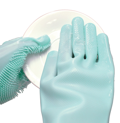 Norpro Silicone Cleaning Gloves With Micro Bristles, 1 Pair In Blue