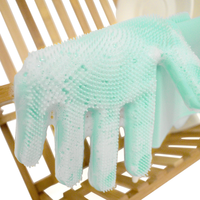 Norpro Silicone Cleaning Gloves With Micro Bristles, 1 Pair In Blue