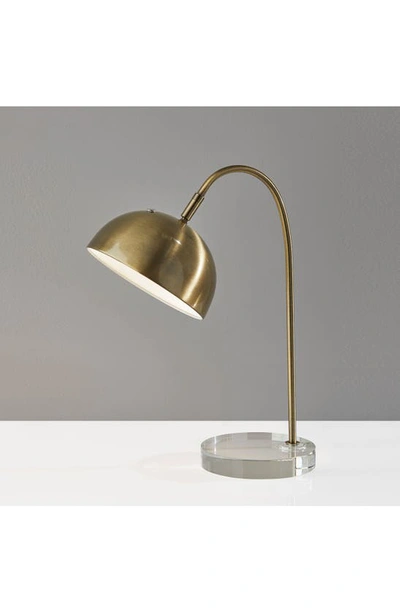 Shop Adesso Lighting Dome Task Desk Lamp In Antique Brass/ Clear Glass