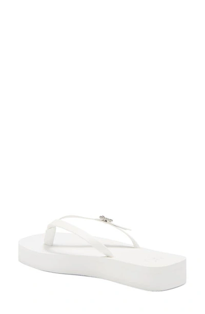 Stuart Weitzman Crystal Thong Flatform Sandal In White