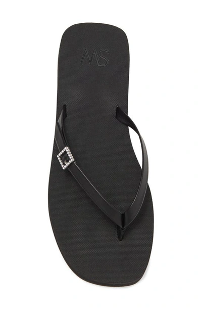 Stuart Weitzman Crystal Buckle Flatform Flip Flop In Black