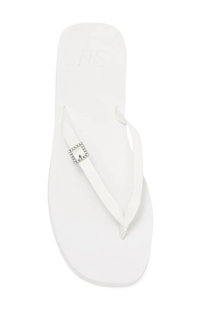 Stuart Weitzman Crystal Thong Flatform Sandal In White