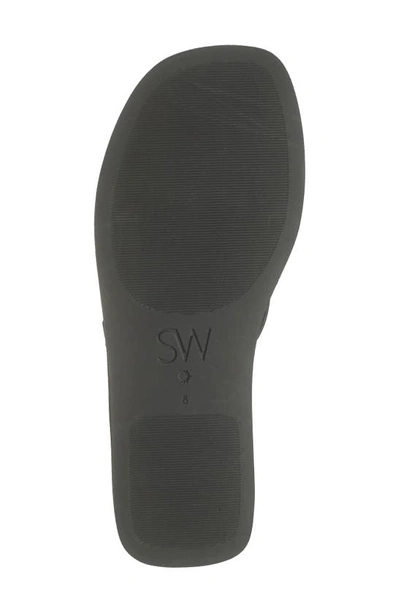 Stuart Weitzman Crystal Buckle Flatform Flip Flop In Black