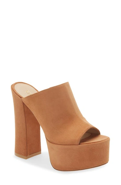 Shop Stuart Weitzman Skyhigh 145 Platform Slide Sandal In Nougat