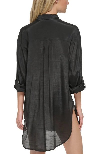 Shop Calvin Klein Cover-up Beach Shirt In Black