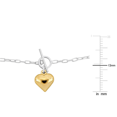 Amour Heart Charm Bracelet In Two-tone White And Yellow Plated Sterling Silver In Two-tone