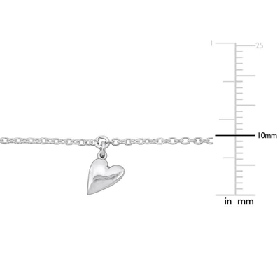 Amour Heart Charm Bracelet In Sterling Silver- 7 In In White