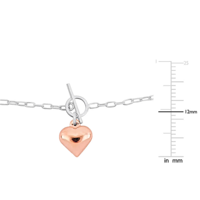 Amour Heart Charm Bracelet In Two-tone White And Rose Plated Sterling Silver In Two-tone