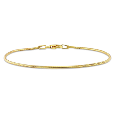 Shop Amour 1.2mm Snake Chain Bracelet In 18k Yellow Gold Plated Sterling Silver