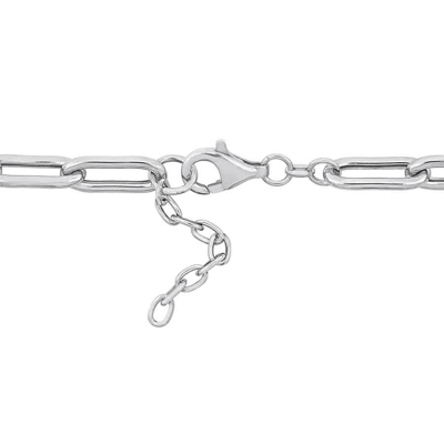 Amour Black Enamel Oval Link Bracelet In Sterling Silver In White