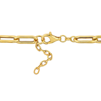 Shop Amour White Enamel Oval Link Bracelet In Yellow Plated Sterling Silver