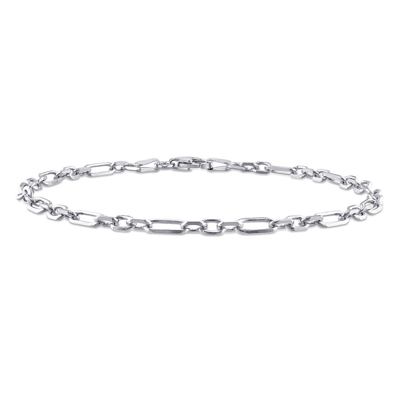 Shop Amour 3mm Figaro Rolo Chain Bracelet In Sterling Silver In White