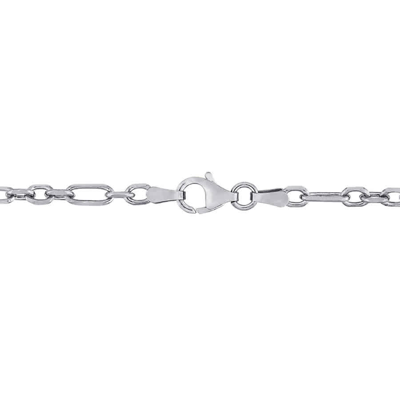 Shop Amour 3mm Figaro Rolo Chain Bracelet In Sterling Silver In White