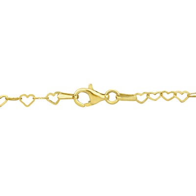 Shop Amour 3mm Heart Link Bracelet With Lobster Clasp In Yellow Plated Sterling Silver
