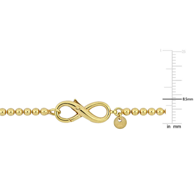 Shop Amour Bead Link Bracelet In Yellow Plated Sterling Silver With Infinity Clasp