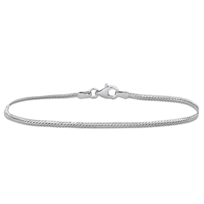 Shop Amour 2mm Herringbone Chain Bracelet In Sterling Silver In White
