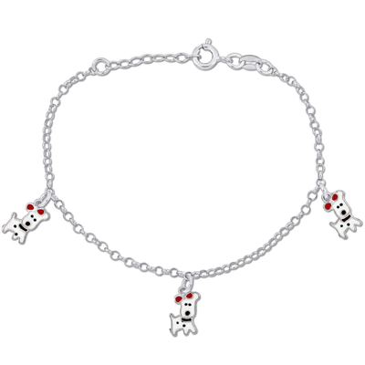 Shop Amour White Dog Charm Bracelet In Sterling Silver