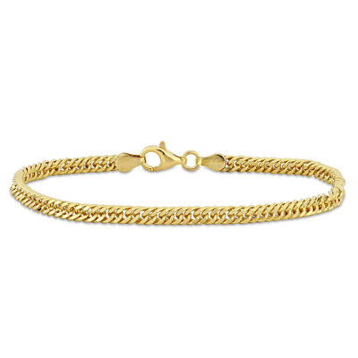 Amour Double Curb Link Chain Bracelet In Yellow Plated Sterling Silver In Yellow