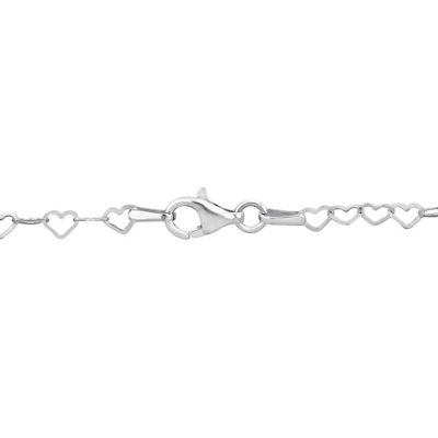 Shop Amour 3mm Heart Link Bracelet With Lobster Clasp In Sterling Silver In White