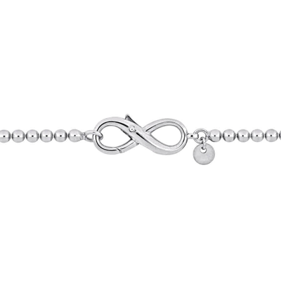 Shop Amour Bead Link Bracelet In Sterling Silver With Infinity Clasp In White