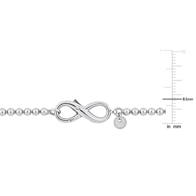 Amour Bead Link Bracelet In Sterling Silver With Infinity Clasp In White