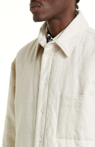 Shop Jacquemus La Chemise Boulanger Insulated Overshirt In 130 Light Beige