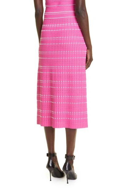 Shop Alexander Mcqueen Jacquard Pencil Sweater Skirt In 6092 Pink/ White
