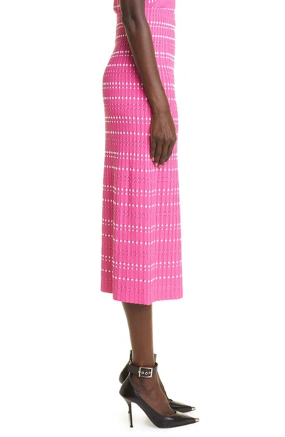 Shop Alexander Mcqueen Jacquard Pencil Sweater Skirt In 6092 Pink/ White