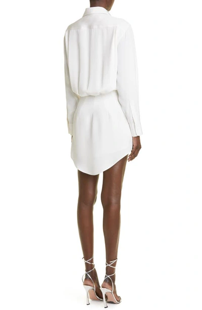 Shop Brandon Maxwell The Vera Silk Crepe Mini Shirtdress In White