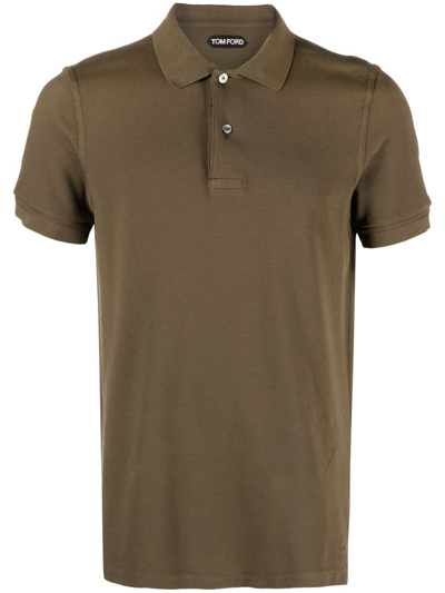 Shop Tom Ford Poloshirt Aus Pikee In Green