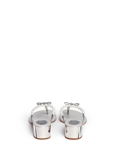 Shop René Caovilla Faux Pearl Crystal T-strap Sandals