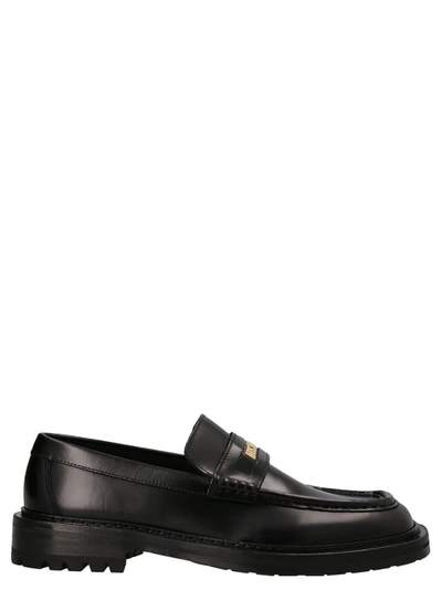Shop Moschino Abrasive Leather Loafers