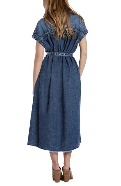 Shop Wash Lab Denim Weekend Belted Denim Shirtdress In Range Blue