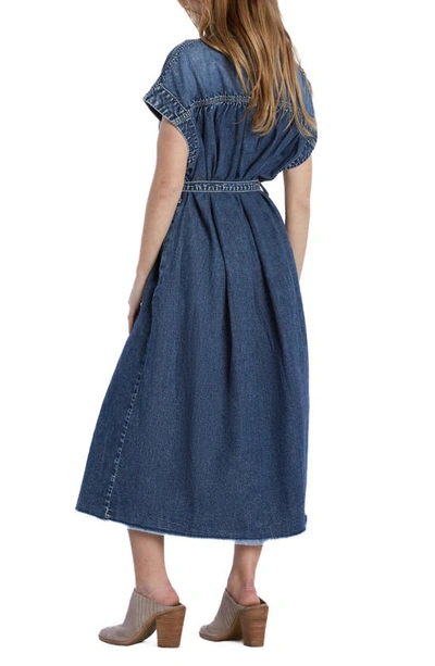 Shop Wash Lab Denim Weekend Belted Denim Shirtdress In Range Blue