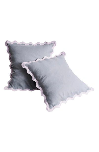 Shop Bed Threads Set Of 2 Scalloped Linen Euro Pillowcases In Grey Tones