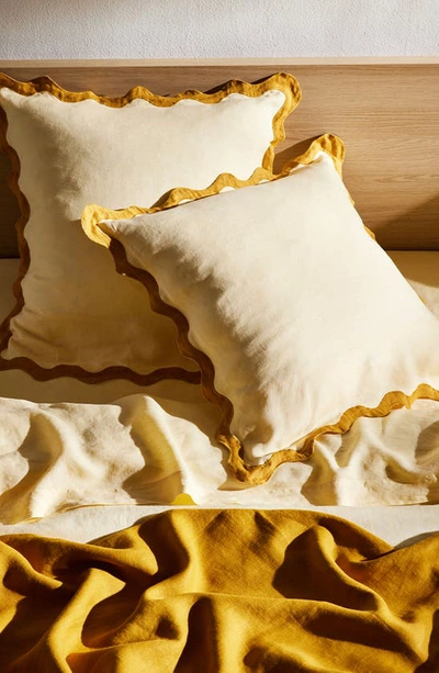 Bed Threads Scalloped European Pillowcases (set Of Two) In Yellow Tones