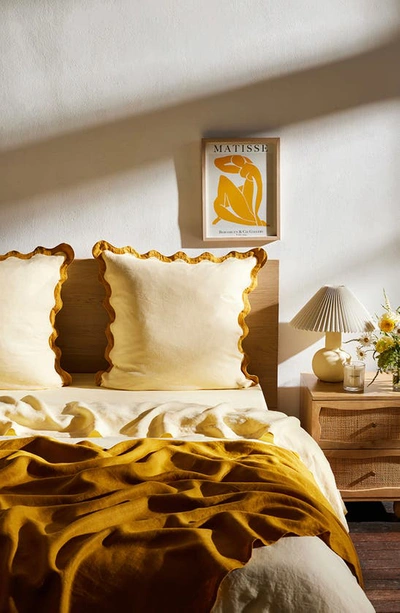 Bed Threads Scalloped European Pillowcases (set Of Two) In Yellow Tones