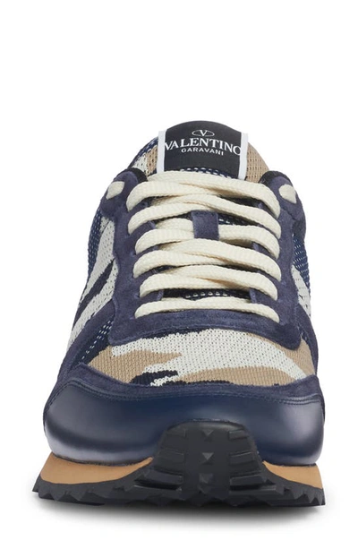 Shop Valentino Rockrunner Sneaker In Mwt-marine-br.indigo-beige
