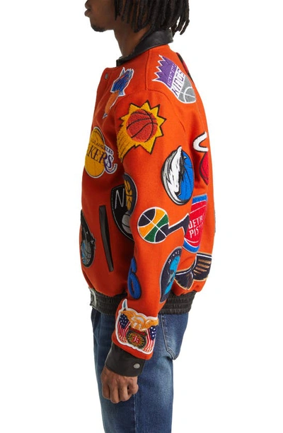 Shop Jeff Hamilton Nba Collage Wool Blend Jacket In Orange
