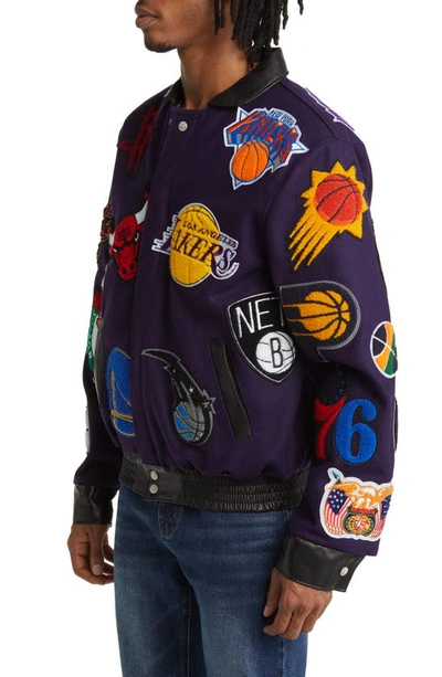 Shop Jeff Hamilton Nba Collage Wool Blend Jacket In Purple