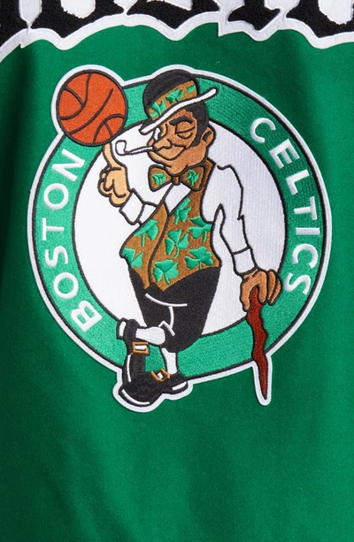 Shop Jeff Hamilton Boston Celtics Block Letter Wool Blend Varsity Jacket In Green