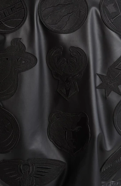 Shop Jeff Hamilton Nba Collage Faux Leather Jacket In Black/ Black