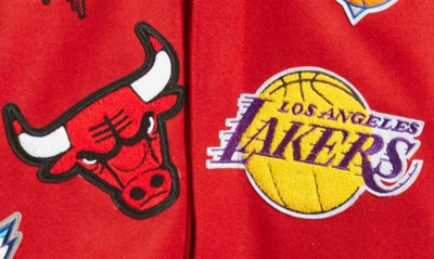 Jeff Hamilton Nba Wool Leather-trim Jacket In Red