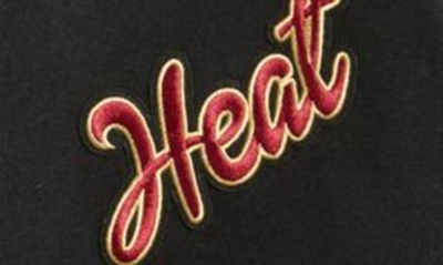 Shop Jeff Hamilton Miami Heat Block Letter Wool Blend Varsity Jacket In Black
