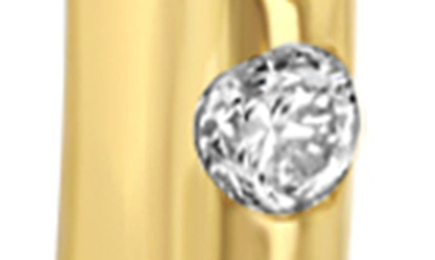 Shop Zoë Chicco Three Diamond Oval Hoop Earrings In 14k Yellow Gold
