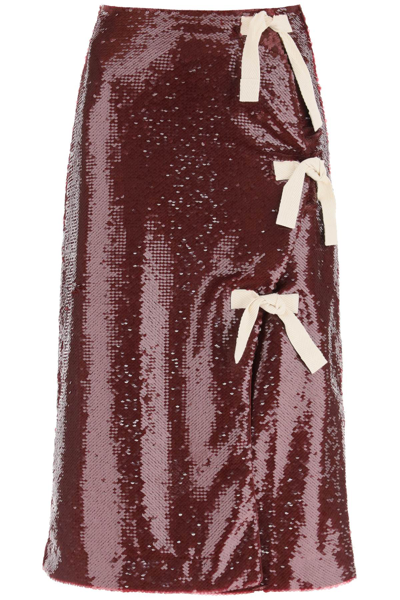 Shop Ganni Sequins Midi Skirt
