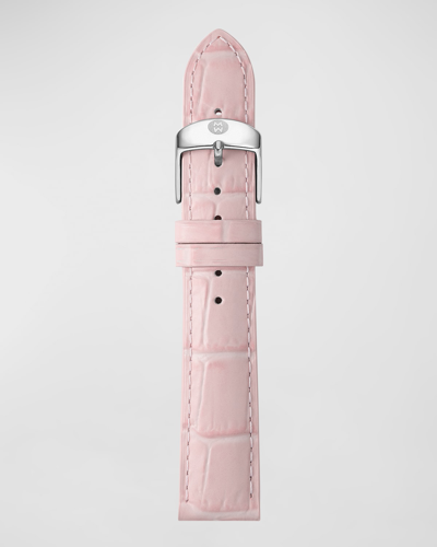 Shop Michele 18mm Embossed Alligator Pattern Calf Leather Watch Strap In Country Rose